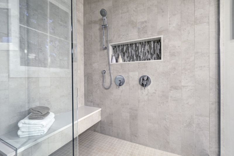 Open Shower with Built-in Niche