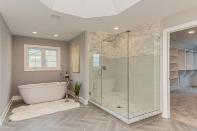 Corner Shower with Frameless Glass